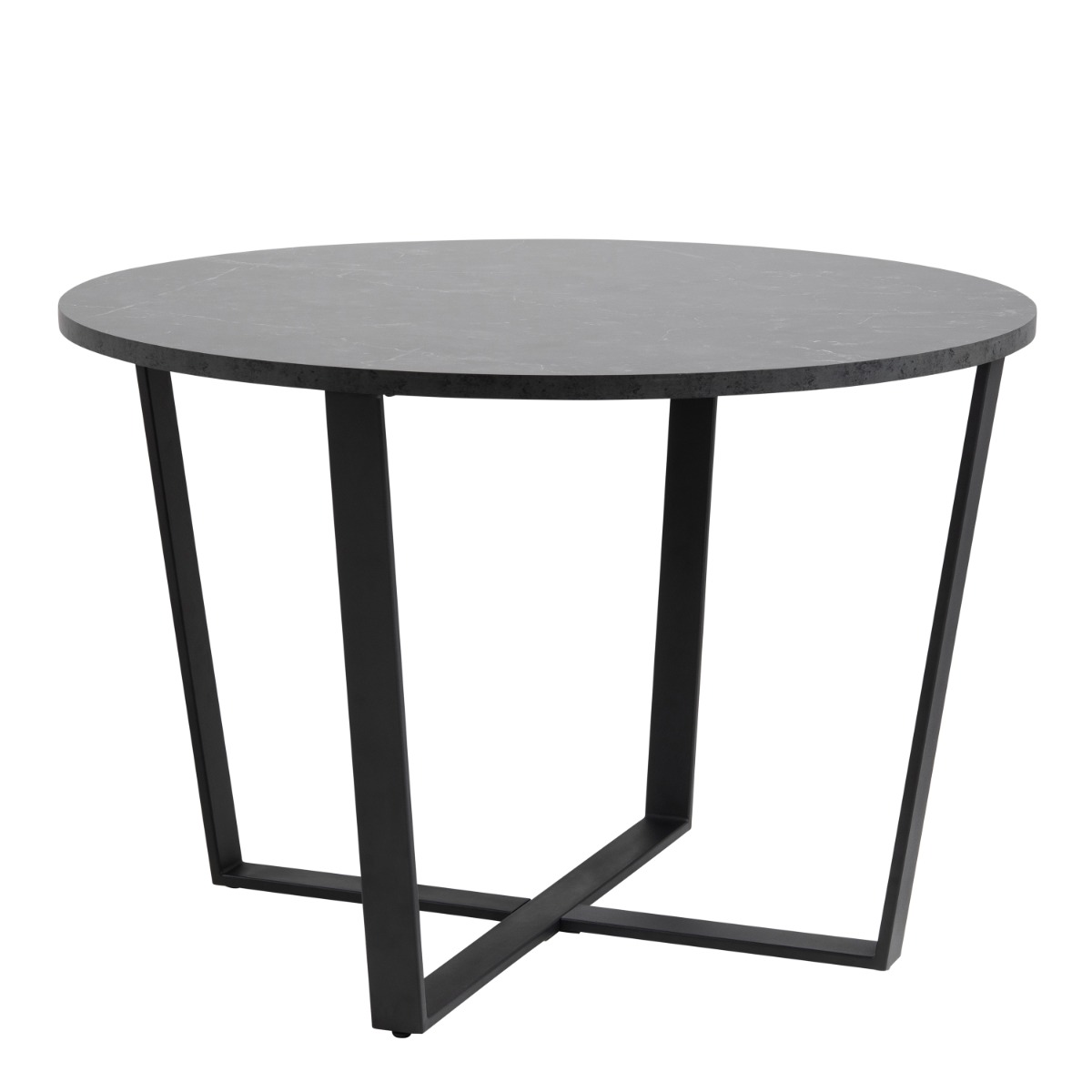Amble Round Dining Table with Black Marble Melamine Top & Black Legs 110cm