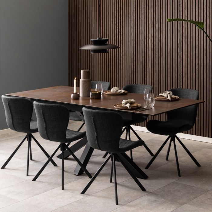 Extendable Rusty Brown Ceramic Dining Table
